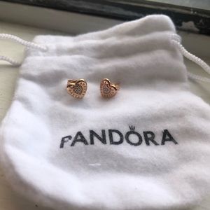 Rose Gold Heart Shaped Pandora Earrings